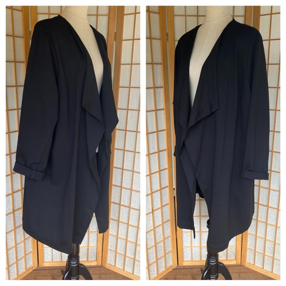 Lane Bryant Black Open Front Ponte Knit Cardigan Duster SZ 26/28 - Picture 3 of 7